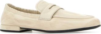 Prada Womens Ivory Leather Loafers Beige Calf