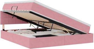 vidaXL Bed with Mattress with LED Pink 180 x 200 cm Velvet vidaXL