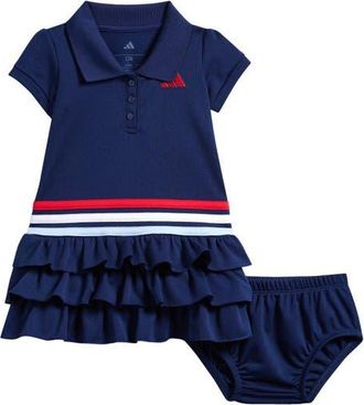 adidas Ruffle Polo Dress & Bloomers Set in Dark Blue at Nordstrom, Size 12M