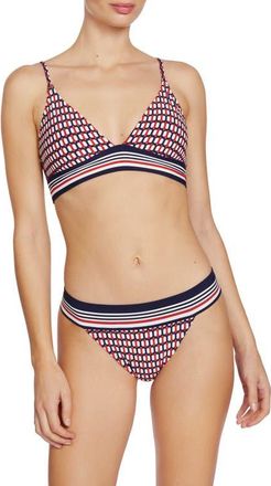 Robin Piccone Simone Triangle Bikini Top in Navy/Red at Nordstrom, Size X-Small