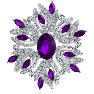 Bling Jewelry Rhodium Plated Large Statement Vintage Style Pin in Purple at Nordstrom Rack