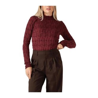 Summum Dames Tops T-shirts Top Spiderweb Mesh - Dames - Tops - Rood - Maat: XS Wol