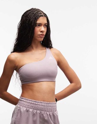 adidas adidas - Training Optime - Reggiseno monospalla a sostegno leggero color preloved fig-Viola