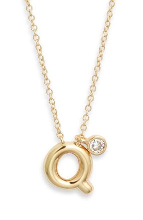 Chelsea28 Goldtone Initial Pendant Necklace in Q- Clear- Gold at Nordstrom