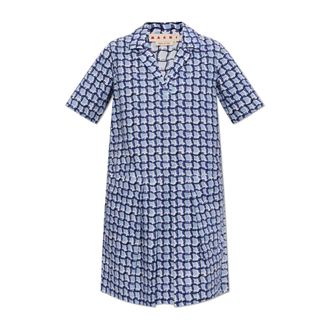 Marni Short Dresses, female, Blue, Size: 2XS Patterned Dress with Pockets