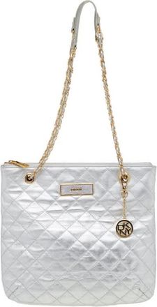 DKNY Dkny Silver Quilted Leather Shoulder Bag