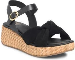 S&ouml;fft Farah Basketweave Platform Sandal in Black Suede at Nordstrom Rack, Size 11