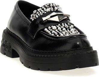 Jimmy Choo London Womens Black Calfskin Slip-On Loafers
