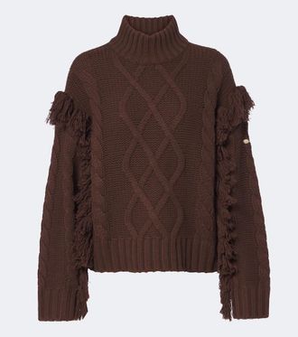 Goldbergh Brit cable-knit fringed wool sweater
