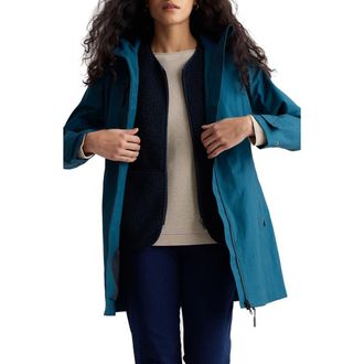 Seasalt Cornwall Coverack Waterproof Organic Cotton Raincoat with Removable Hood in Rain Cloud at Nordstrom, Size 14