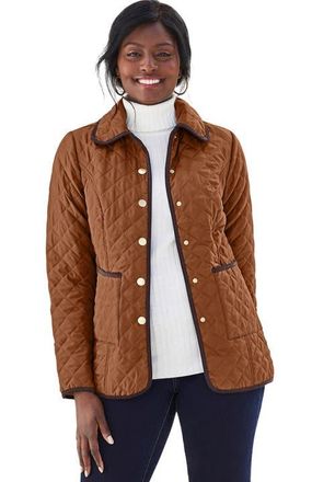 Jessica London Snap-Front Quilted Coat in Cognac at Nordstrom, Size 26