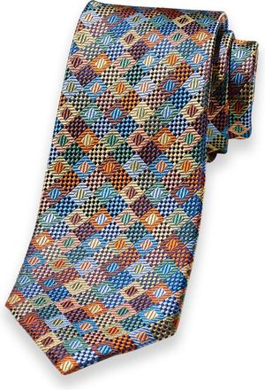 Paul Fredrick Geometric Woven Silk Tie