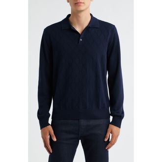 Canali Wool Polo Sweater in Navy at Nordstrom, Size 43 Us