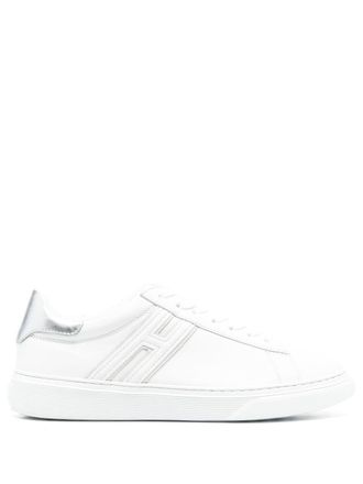 Hogan Leather Low-Top Tonal Metallic Accents Sneakers