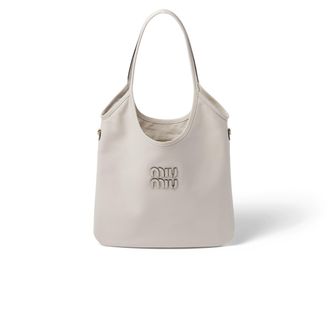 Miu Miu Ivy Leather Bag, Woman, Chalk White
