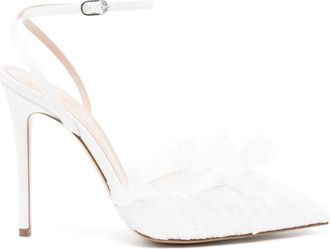Andrea Wazen Franca lace pumps - women - Viscose/Silk/Polyester/Kid Leather/Kid Leather/Polyacrylic - 37.5 - White