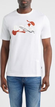 BOSS Thompson Embossed Logo Graphic T-Shirt in White at Nordstrom, Size Xx-Large