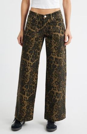 PTCL Low Rise Wide Leg Jeans in Leopard at Nordstrom Rack, Size 26