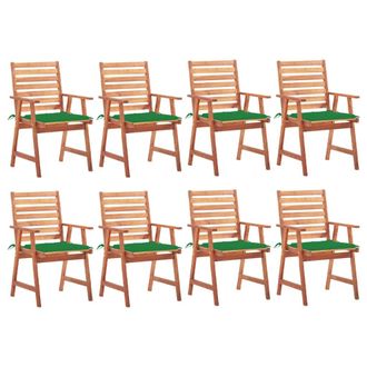 vidaXL Vidaxl - Sillas Comedor De Jard&iacute;n Y Cojines 8 Uds Madera Maciza Acacia