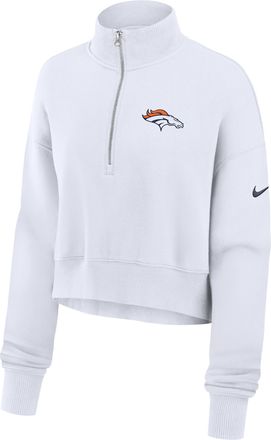 Nike Denver Broncos Primetime Phoenix Nike Womens NFL Oversized Cropped 1/4-Zip Crew in White | 01N910A8W-LCD