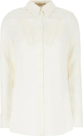 Stella McCartney Ivoor Stretch Viscose Shirt - Dames - Overhemden - Wit - S - Leer - Overhemden