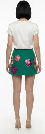 Dolce & Gabbana Floral-Embroidered Skirt - Green