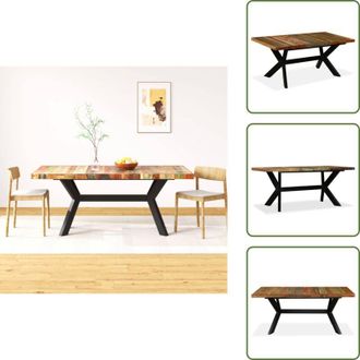 vidaXL The Living Store Tavolo da Pranzo in Legno di Recupero e Acciaio a Croce 180 cm - Tavolo da pranzo in acciaio