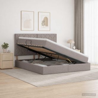 vidaXL Vidaxl Letto Con Contenitore E Materasso Tortora 180 X 200 Cm Tessuto