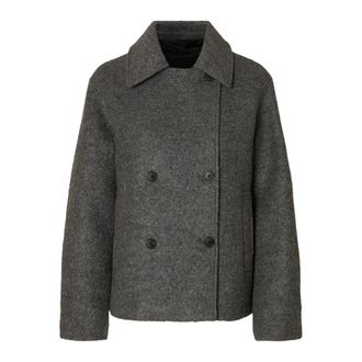 Selected Grijze Boucl&eacute; Wollen Jas - Dames - Jassen - Grijs - Maat: XS Wol