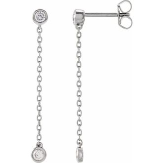 Diamond2Deal 1/4ct Lab-Grown Diamond Chain Earrings Clarity SI, Color G-H, 14k White Gold