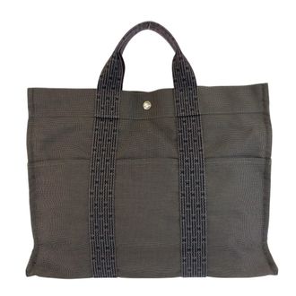Herm&egrave;s Gray Polyamide Polyester Handbag Tote Bag (Pre-Owned)
