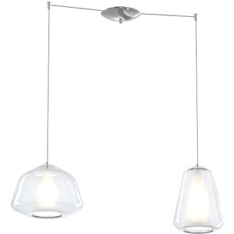 Top-Light Sospensione cromo 2 luci spostabile vetri alpha + gamma trasparenti 1176CR-S2 s ag-tr