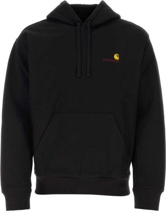 Carhartt Work in Progress Zwarte Hoodie met Amerikaans Script - Heren - Hoodies - Zwart - M - Katoen - Hoodies & sweatvesten
