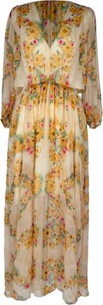 Maje Cutout Floral-Print Maxi Dress in Multicolor Polyester