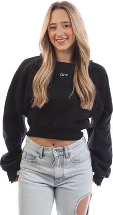 Off-white Womens Off White Off Stamp Round Crop Crewneck Sweatshirt in Black-White Cotton - Size 10 UK