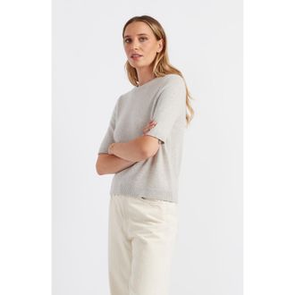 Chinti and Parker Cloud Cashmere Short Sleeve Sweater Tee in Taupe at Nordstrom, Size X-Large