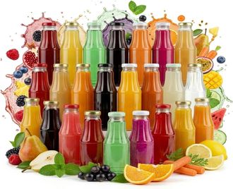 OEM 50 Botellas De Vidrio Para Zumo De Frutas De 300 Ml + Tapa Para Zumos Caseros