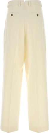 Ami Womens Virgin Wool Wide-Leg Trouser Ivory