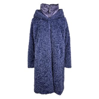 Bomboogie Lange Jas van Sherpa Fleece - Dames - Parka Jassen - Blauw - M - Polyester - Jassen