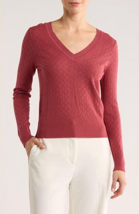 Daniel Rainn Pointelle Stitch Vintage Sweater in Mulberry at Nordstrom Rack, Size X-Large