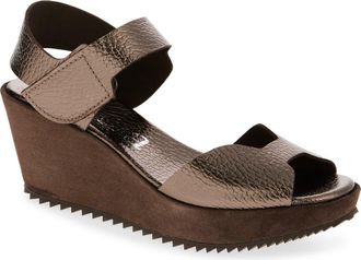Pedro Garcia Fama Ankle Strap Platform Sandal in Cafe Cervo Lame at Nordstrom, Size 40.5