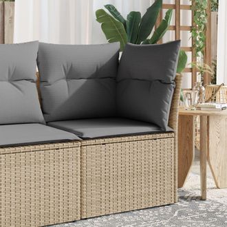 vidaXL Silla De Jard&iacute;n Sin Reposabrazos Con Cojines Rat&aacute;n Pe Beige Vidaxl