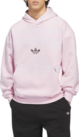 adidas Shoemaker Loose Fit Graphic Hoodie in Clear Pink at Nordstrom, Size Medium R