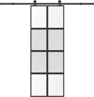 vidaXL Vidaxl - Puerta Corredera Set Herrajes Vidrio Templado Aluminio 76x205cm