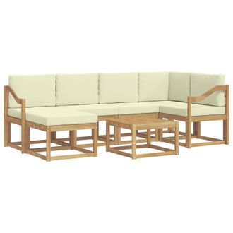 vidaXL Conjunto De Sof&aacute;s De Exterior Con Coj&iacute;n 7 Pcs Blanco Y Crema Vidaxl