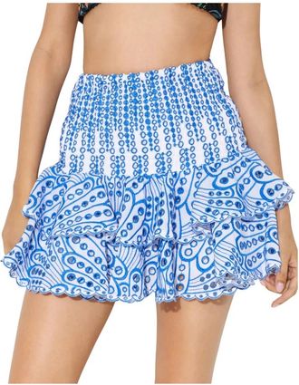 Charo Ruiz Ibiza Noa Geborduurde Minirok met Ruches - Dames - Korte rokken - Veelkleurig - XS - Katoen - Rokken