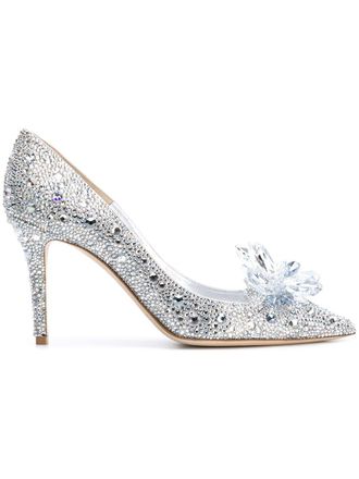 Jimmy Choo London 85mm Alia crystal-embellished pumps - women - Calf Leather/Goat Skin/Goat Skin/Metal/Crystal - 38 - Metallic