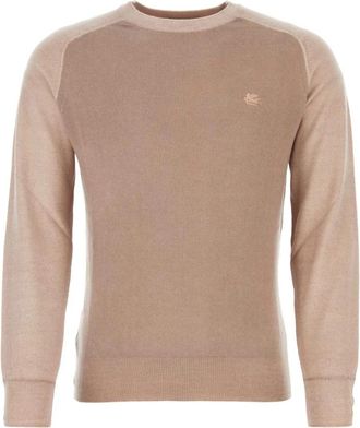 Etro Round-neck Truien - Heren - Ronde hals truien - Roze - M - Wol - Truien & Vesten