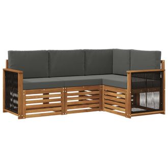 vidaXL Juegos De Sof&aacute;s Con Coj&iacute;n 4 Pcs Madera De Acacia S&oacute;lida Vidaxl