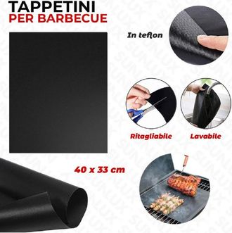 Trade Shop Trade Shop - Set 6pz Tappetini In Teflon Per Griglia Barbecue 40x33 Cm Riutilizzabili 7823804